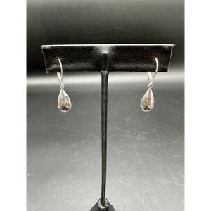Sterling Silver 925 Teardrop Leverback Dangle Earrings Polished Faceted JCH